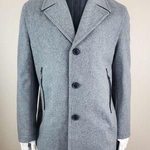 Michael Kors MK17424 Men's Heather Gray Wool Blend 2 in 1 Zip Peacoat Size XL